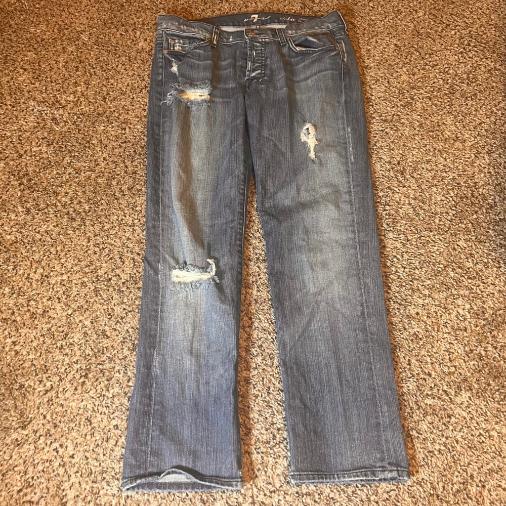 7‎ For All Mankind Rickie Classic Boyfriend Distressed Jeans Women's Size 27